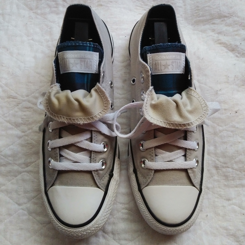 Converse Double Tongue Gray/Blue Green Plaid